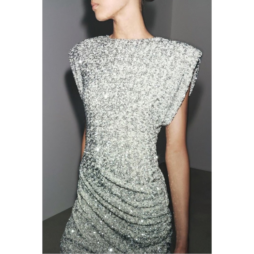 Zara Silver Sequin Dress NWT
